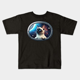 Siamese Cat in Outer Space Kids T-Shirt